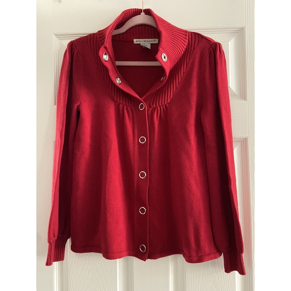 Requirements Red Cardigan Sweater Size S